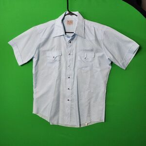 H Bar C Shirt Mens 17 Gray Blue Pearl Snap Western Rodeo Riding Cowboy Ranchwear